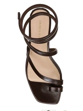 Veronica Beard Dark Brown Leather Spiral-Strap Sandal Allura